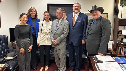 LCU staff and students posing for a photograph with Texas senator Charles Perry