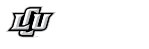 Grayscale LCU logo with white text to the right for marketing purposes