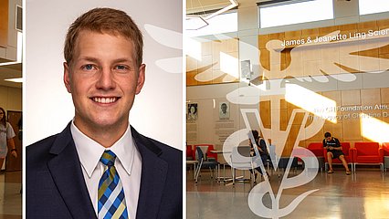 Kameron Deterding headshot in front of Ling Science Center