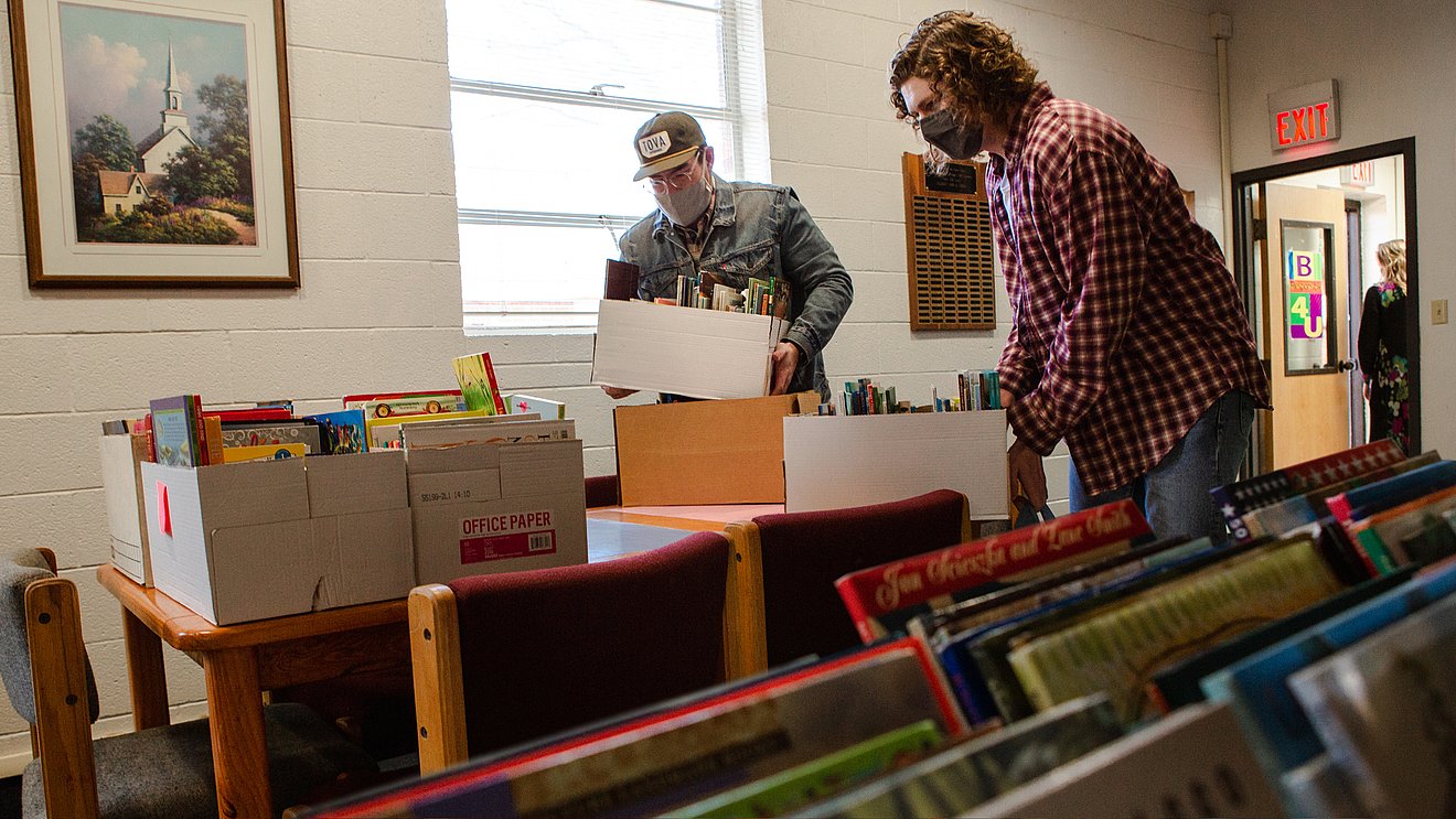 LCU students dropping off books at the Children's Home of Lubbock