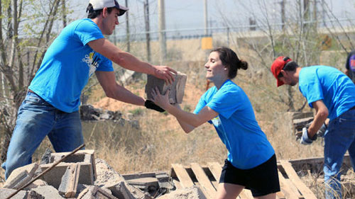 Students Moving Debris 