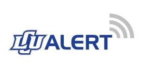 LCU logo with Alert in blue text to the right of it, and a gray wifi signal coming off of the t.