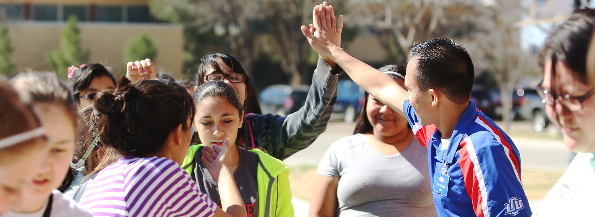 Students on campus tour